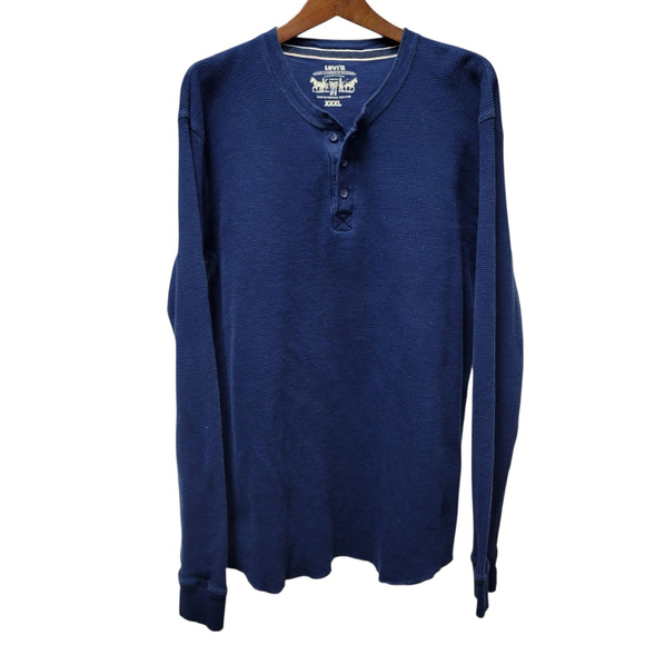 Levi's Prewashed Fitted Long-Sleeves Henley Navy Shirt Size 3XL Men's Excellent - Picture 1 of 7